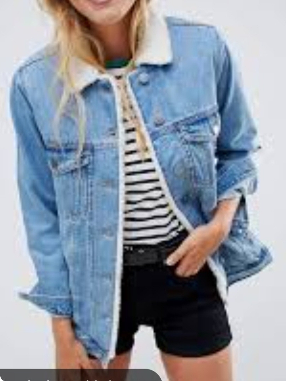 ASOS Light Blue Denim Jacket with Cream Sherpa Collar